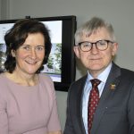 Portrait of Dr Christine McCreary, Dean of the Dental School and Hospital, and  Prof Patrick O’Shea, President of UCC
