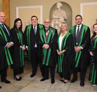 Pictured L-R: Sean Sheridan (International Postgraduate Advisor, Faculty of Dentistry RCSI), Dr Philip Atkin (Ad Eundem Fellowship recipient), Dr Charlotte Eckhardt (Ad Eundem Fellowship recipient), Professor Gerry McKenna (Ad Eundem Fellowship recipient), Professor Christopher Lynch (Dean of the Faculty of Dentistry RCSI), Professor Nicola Innes (Ad Eundem Fellowship recipient), Professor Robert Witton (Ad Eundem Fellowship recipient), Dr Grace Kelly (Honorary Secretary, Faculty of Dentistry RCSI) and Professor Albert Leung (Head of the School of Dentistry RCSI and Immediate Past Dean, Faculty of Dentistry RCSI).