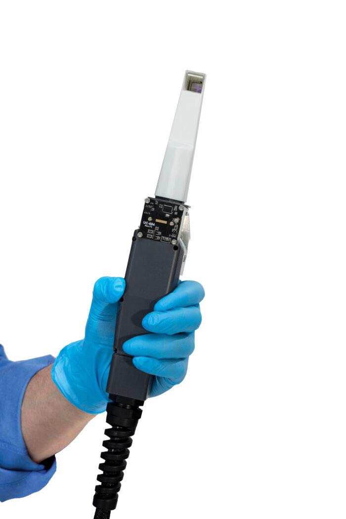 A close up of the handheld imaging wand.